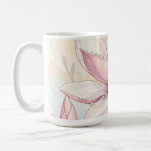 Ömtålig Rosa Magnolia Vattenfärg Blomning Kaffemugg