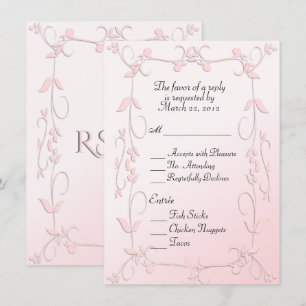 Ömtålig Rosa RSVP med valfri förrätt Inbjudningar