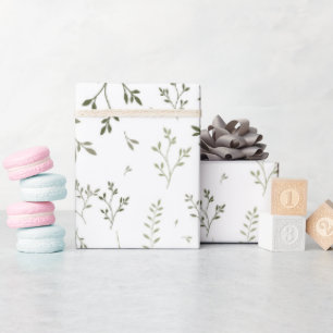Ömtålig Salviagrön Ditsy Botanisk Mönster Presentpapper
