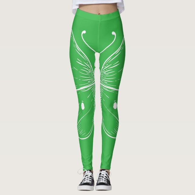 Ömtålig Skiss Fjäril Leggings (Framsida)