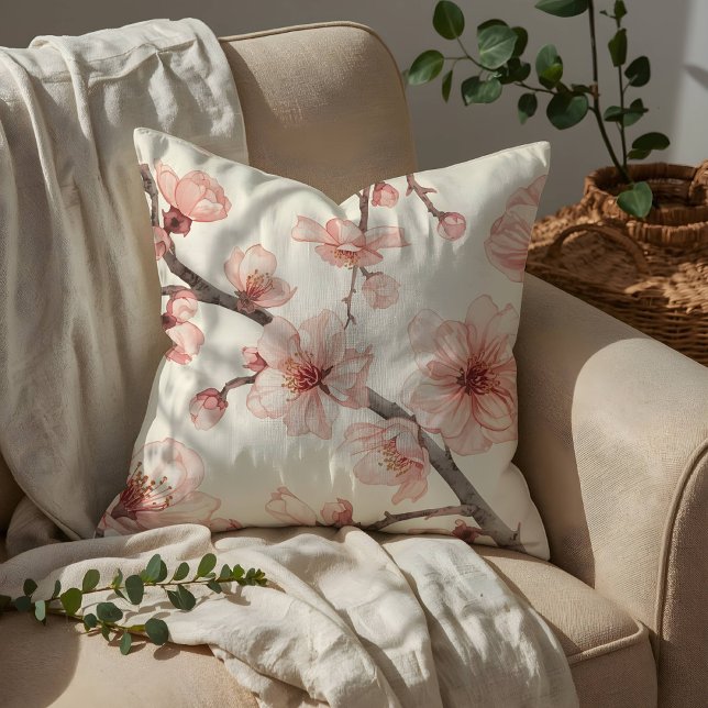 Ömtålig sömlös blomsterdesign med körsbärsblom  kudde (Skapare uppladdad)