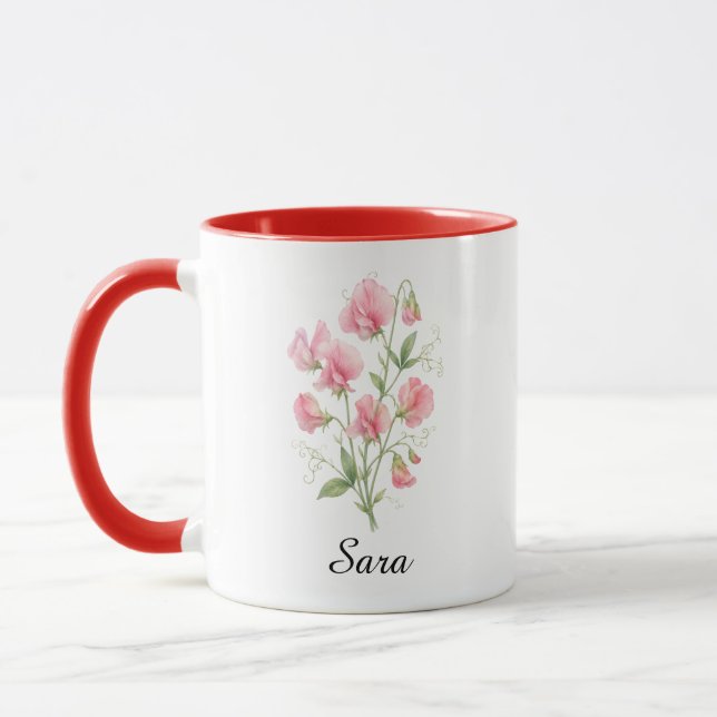 Ömtålig Sötärt April Födelsedagsblomma Blommig Kaf Mugg (Vänster)