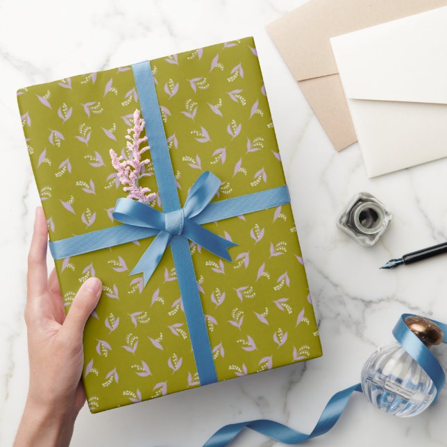Ömtålig 'Sprigs' presentpapper i olivgrönt  (Gifting)