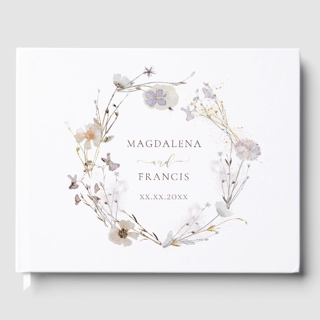 ömtålig torkad blomkrans bröllop gästböcker (Framsida)