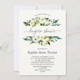 Ömtålig vit blomsterkaligrafi Lingerie Dusj Inbjudningar