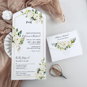 Ömtålig Vit Kräm Blommig Elegant Bröllop