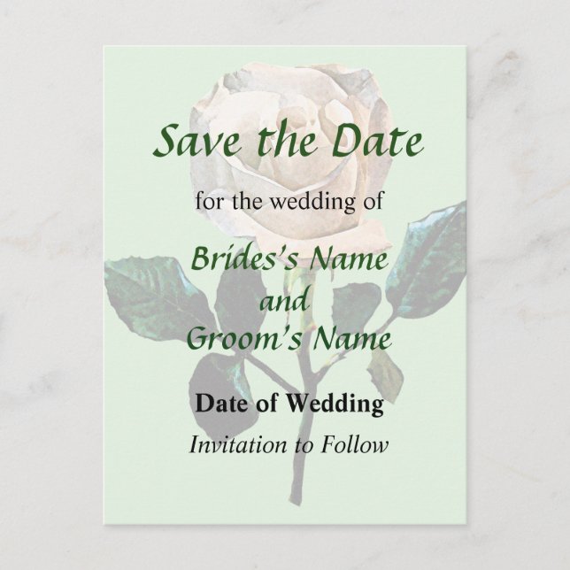 Ömtålig vit ros Spara datum Meddelande Vykort (Framsida)