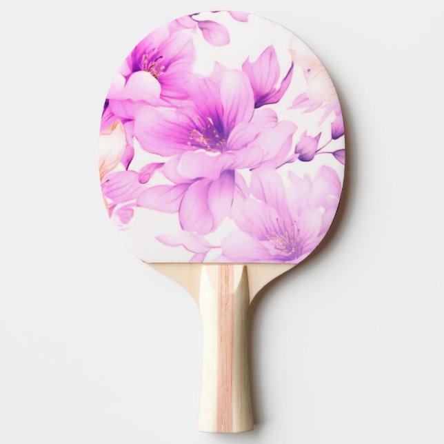 Ömtåliga akvarell rosa blommor pingisracket (Framsidan)