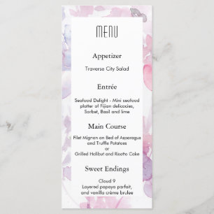 Ömtåliga akvarellblommor Bröllopsdesign MENY