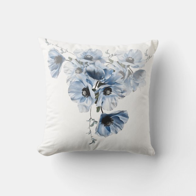 Ömtåliga blå blommor kudde (Framsida)