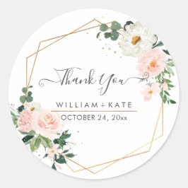 Ömtåliga Blommande Vattenfärg Rosa Rosor Tack Runt Klistermärke