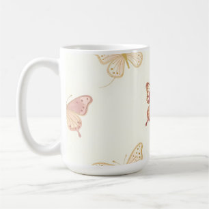 Ömtåliga fjärilar sömlöst mönster kaffemugg