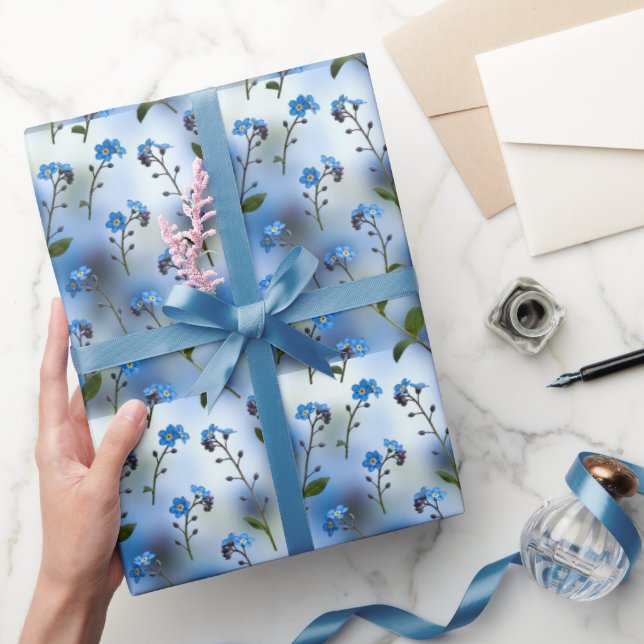 Ömtåliga Förgätmigejer i luftigt blått Presentpapper (Gifting)