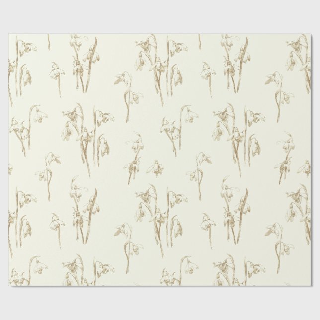 Ömtåliga gyllene beige snödroppsvildblommor presentpapper (Platt)