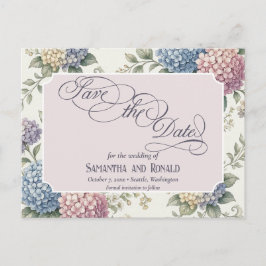 Ömtåliga Hydrangea Blommor Bröllop Meddelande Vykort