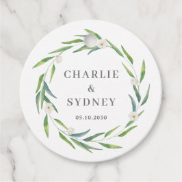 Ömtåliga krans bröllop bröllopsdusch etiketter