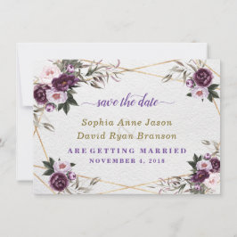 Ömtåliga lila rosa påsklilje-blommor guldbröllop spara datumet