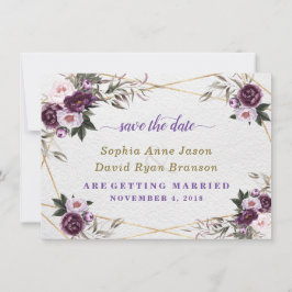 Ömtåliga lila rosa peonblommor Guldbröllop Spara Datumet