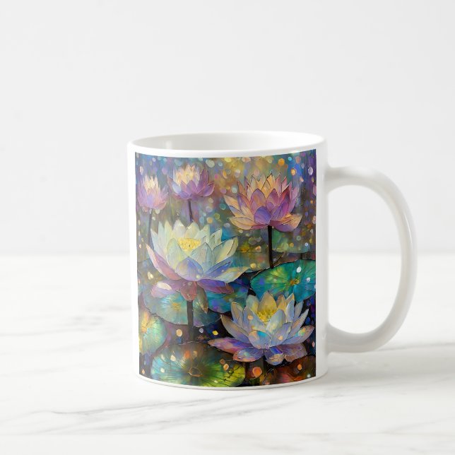 Ömtåliga lotusblommor blommar i snön kaffemugg (Höger)