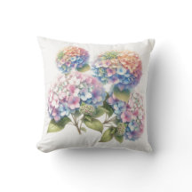 Ömtåliga Pastell Akvarell Hortensia Kastkudde