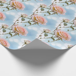 Ömtåliga pastellfärgade rosor på en gradient himme presentpapper
