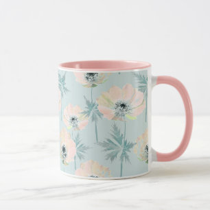 Ömtåliga rosa anemoneblommor . mugg