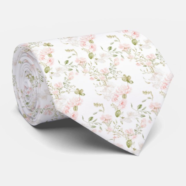 Ömtåliga rosa blommor mönster halsduk slips (Rullad)