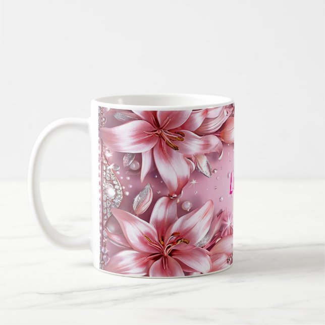 Ömtåliga rosa liljor kaffemugg (Vänster)