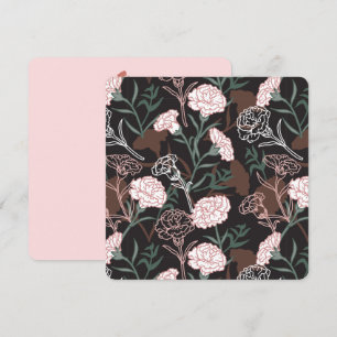 Ömtåliga rosa nejlikor med gröna blad Blommig Julkort