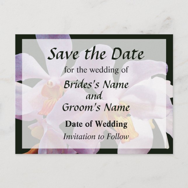 Ömtåliga Rosa Orkidéer Spara Datum Meddelande Vykort (Framsida)