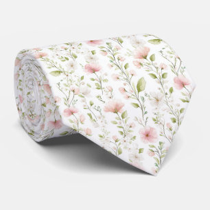 Ömtåliga rosa vita blommor mönster halsduk slips