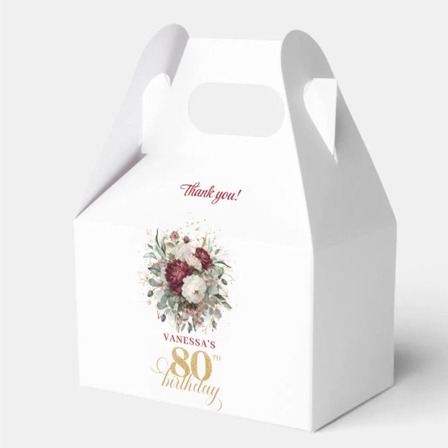 Ömtåliga rosafärgade burgunderfärgade presentlådor (Delicate Blush Burgundy 80th Birthday Favor Box)