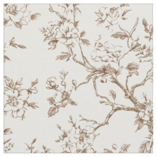 Ömtåliga sepia blomgrenar tyg
