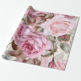 Ömtåliga Vintage Rosa Rosor Presentpapper