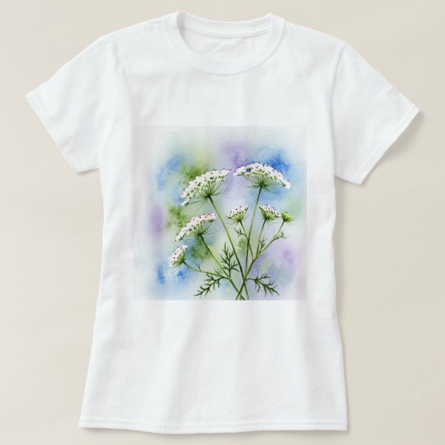 Ömtåliga vita blommor t shirt (Design framsida)