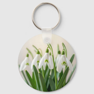 Ömtåliga vita snödroppsblommor vårblomning nyckelring