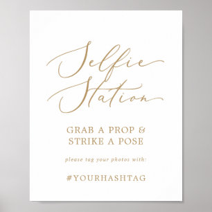 Ömtåligt Guld Selfie Station Bröllop Hashtag Skylt
