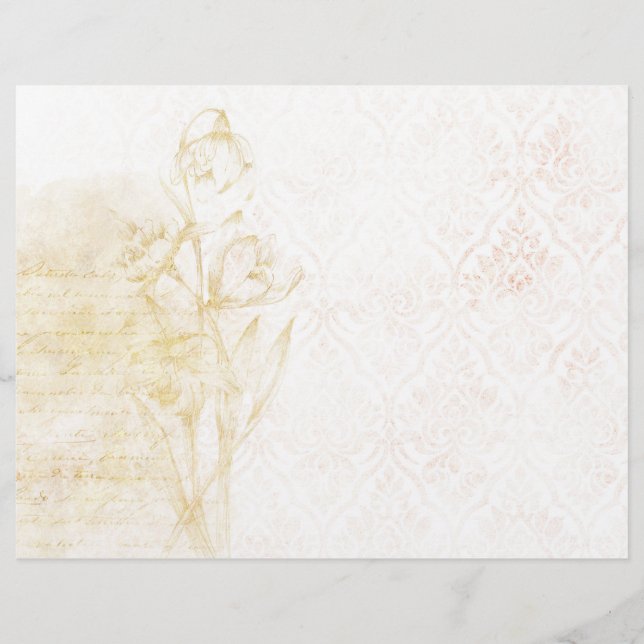 Ömtåligt guldfärgade blommotiv och damskrapa skrap (Framsida)