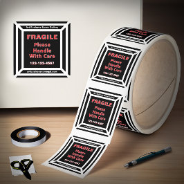 Ömtåligt Hantera Med Försiktighet Varning Affärer Fyrkantigt Klistermärke