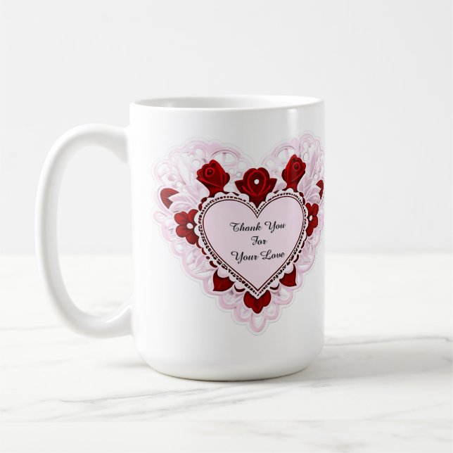 Ömtat spetshjärtkort kaffemugg (Vänster)
