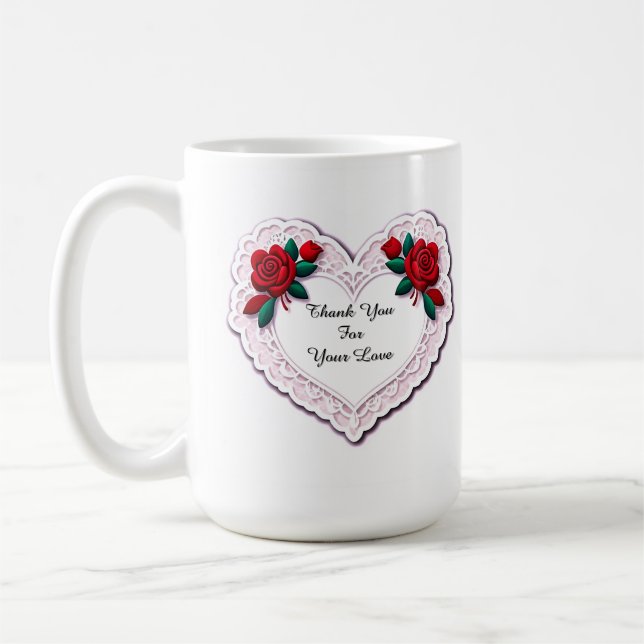 Ömtat spetshjärtkort kaffemugg (Vänster)
