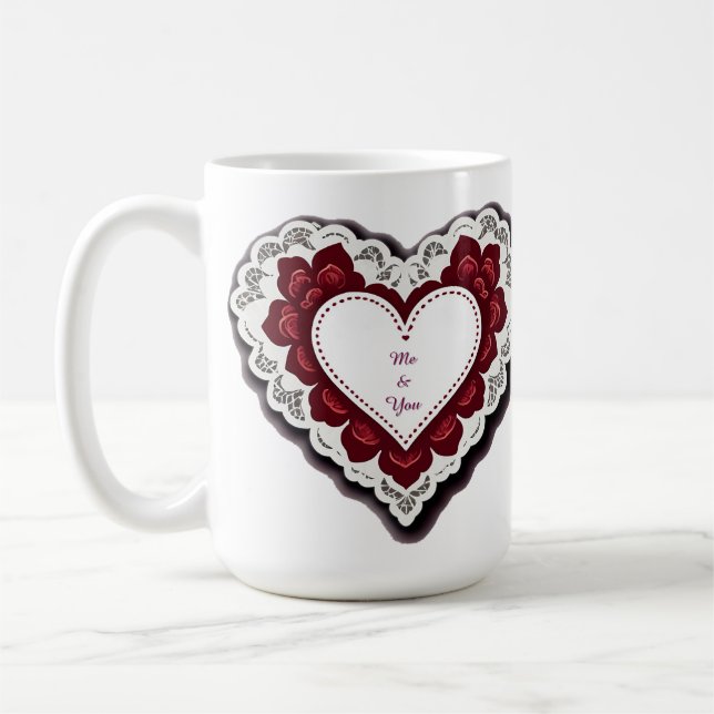 Ömtat spetshjärtkort kaffemugg (Vänster)