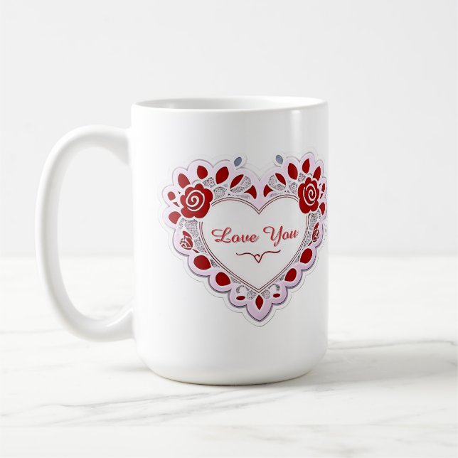 Ömtat spetshjärtkort kaffemugg (Vänster)