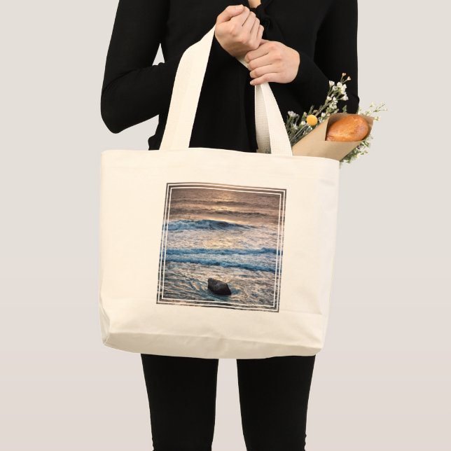 Ömtlig solnedgång på stranden jumbo tygkasse (Framsida (produkt))