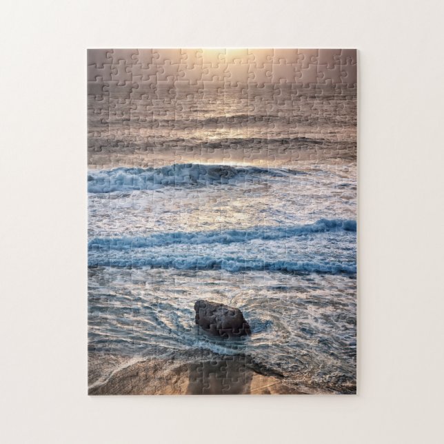 Ömtlig solnedgång på stranden pussel (Vertikal)