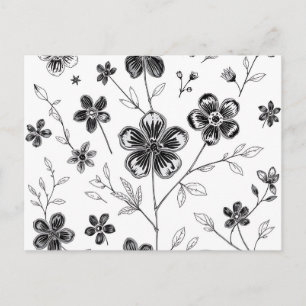 Ömtliga tunna linjens blommor och blad vykort