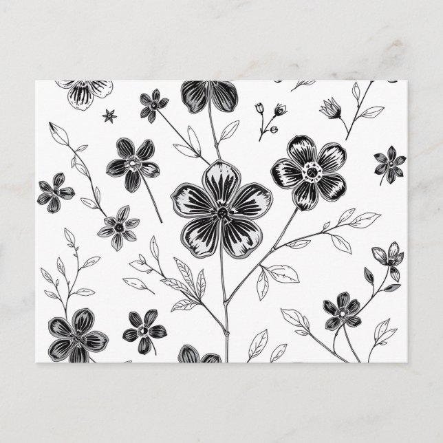 Ömtliga tunna linjens blommor och blad  vykort (Framsida)