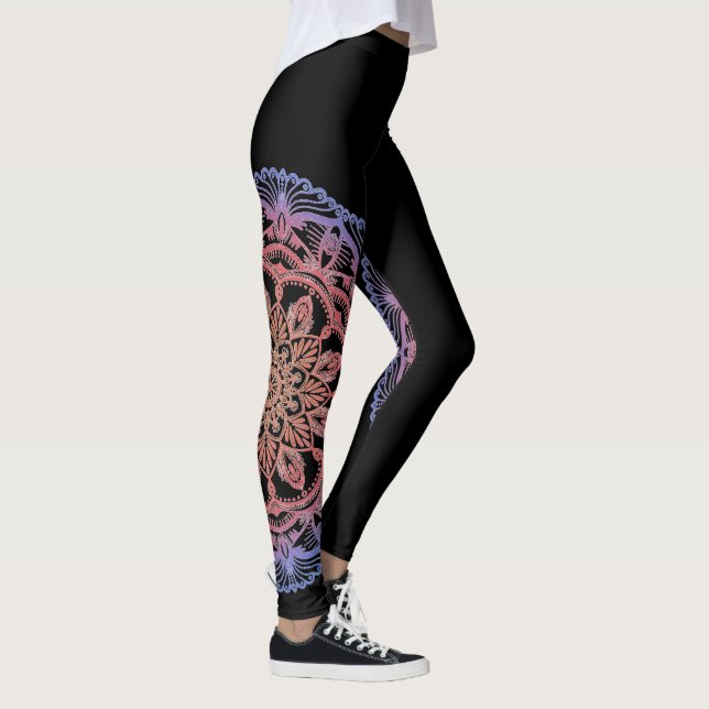 Omtumlad Mandala vid den Megaflora designen Leggings (Höger)