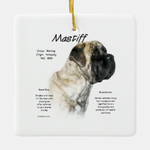 Omvänd Brindle Mastiff Historia Julgransprydnad Keramik