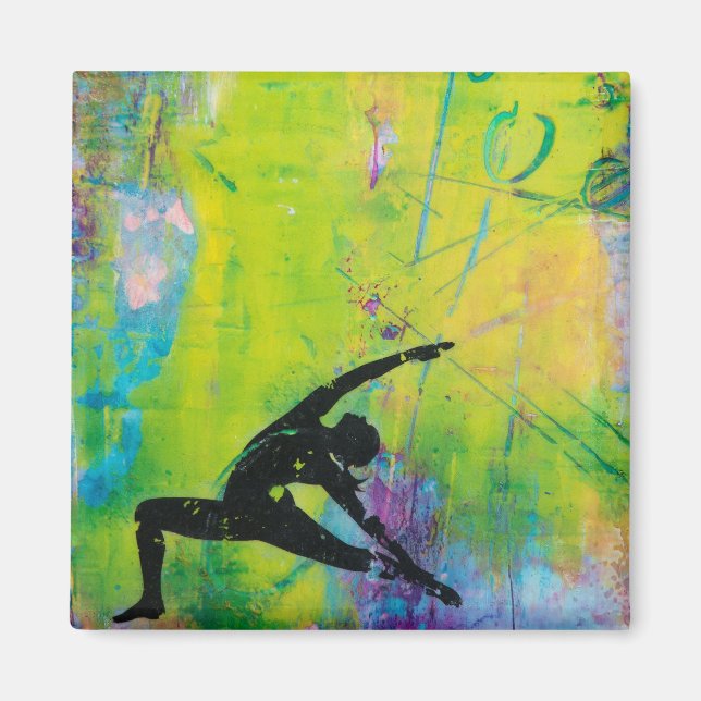 Omvänd krigare Yoga Girl Square Magnet (Framsidan)